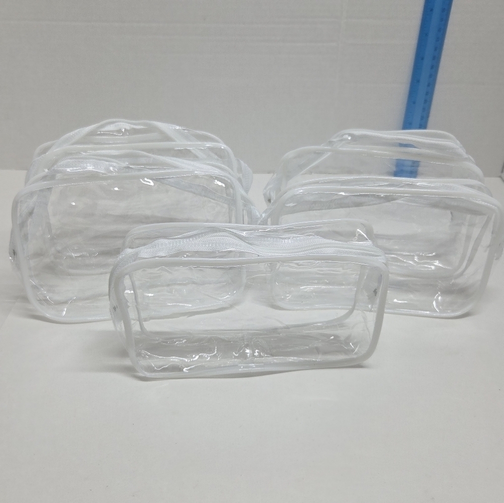 5 Pk Clear Transparent Cosmetic Bag Set - Picture 2 of 9